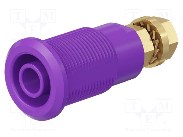 Socket; 4mm banana; 32A; violet; gold-plated; Overall len: 33mm