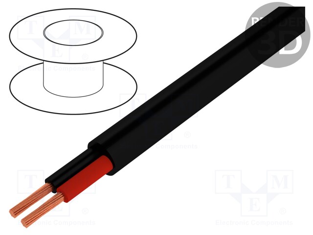 Wire: loudspeaker cable; 2x4mm2; stranded; Cu; black; PVC; -10÷70°C