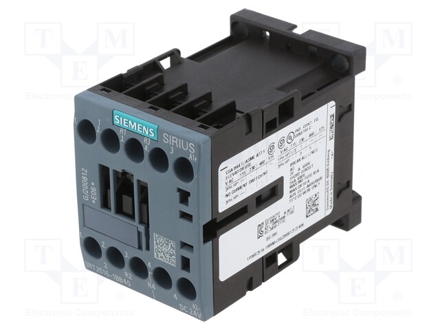 Contactor: 4-pole; NC x2 + NO x2; 24VDC; 9A; DIN,on panel; 3RT25