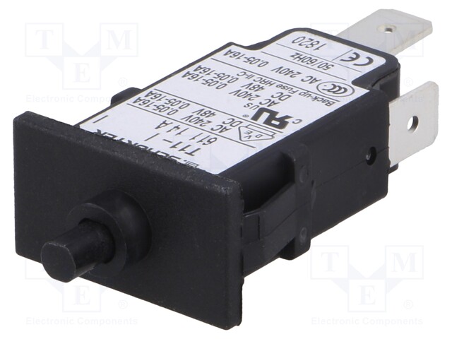 Circuit breaker; Urated: 240VAC; 48VDC; 14A; SPST; Poles: 1; SNAP-IN