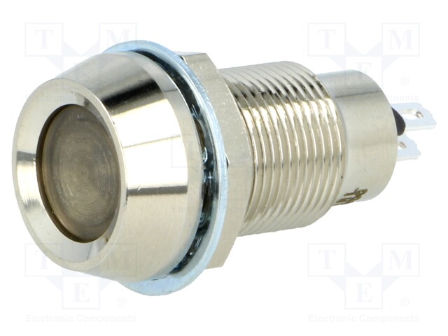 Indicator: LED; recessed; 12VDC; Cutout: Ø12.7mm; IP67; brass