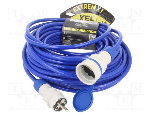 Extension lead; Sockets: 1; PUR; blue; 3x2,5mm2; 25m; 16A