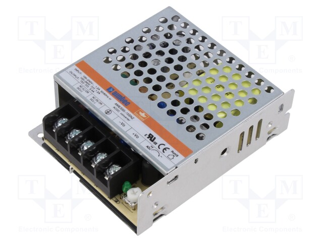 Power supply: switched-mode; voltage source; 50W; 15VDC; 3.4A