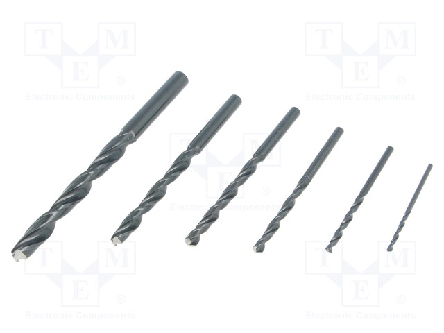 Drill bit; metal; Ø: 2mm,3mm,4mm,5mm,6mm,8mm; HSS; Pcs: 6