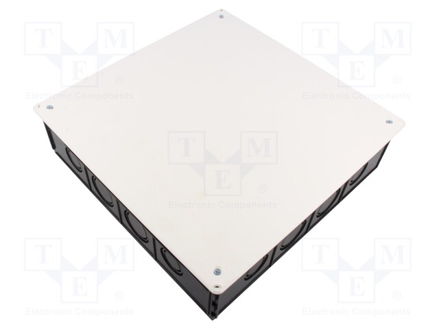 Enclosure: back box; X: 250mm; Y: 250mm; Z: 65mm; plaster embedded