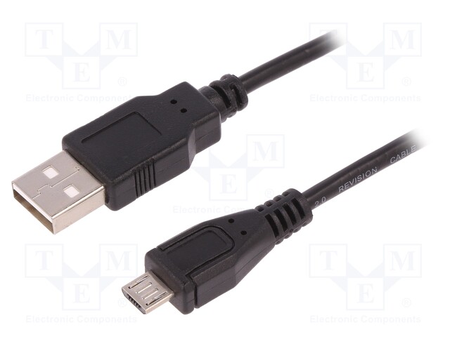 Cable; USB 2.0; USB A plug,USB B micro plug; 1m; black