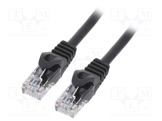 Patch cord; U/UTP; 6; stranded; CCA; PVC; black; Len: 2m; 26AWG