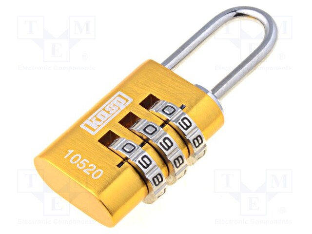 Padlock; Application: cabinets,bags,cases; A: 22mm; C: 3mm; B: 20mm