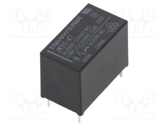 Relay: electromagnetic; SPST-NO; Ucoil: 3VDC; 5A/250VAC; 5A/30VDC