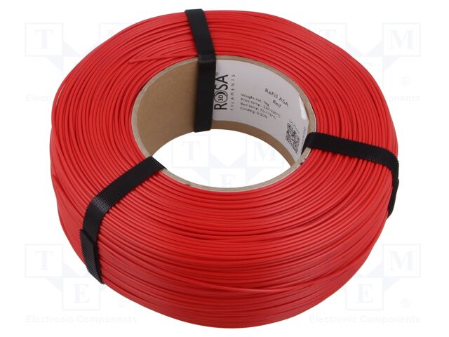 Filament: ASA; 1.75mm; red; 220÷250°C; 1kg; Table temp: 90÷110°C