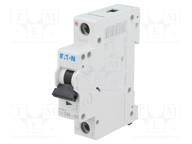 Circuit breaker; 250VDC; Inom: 40A; Poles: 1; DIN; Charact: C; 10kA