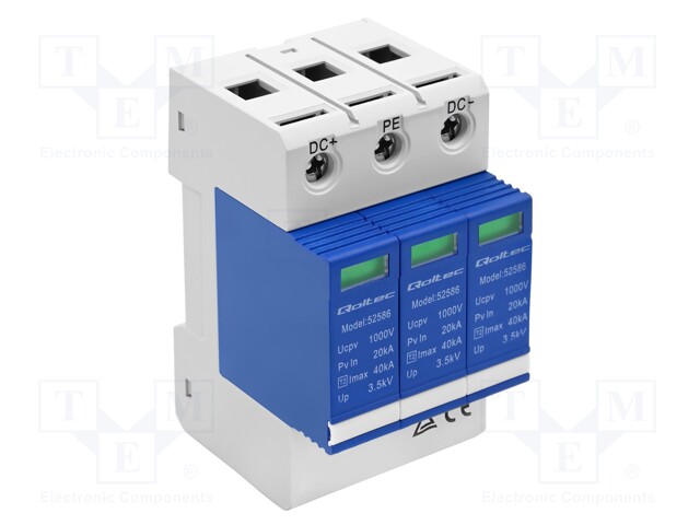 Surge arrestor; Type 2; Poles: 3; for DIN rail mounting; -10÷85°C