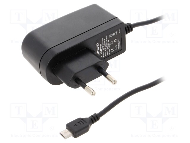 Power supply: switched-mode; 5VDC; 2A; Out: micro USB; 10W; Plug: EU