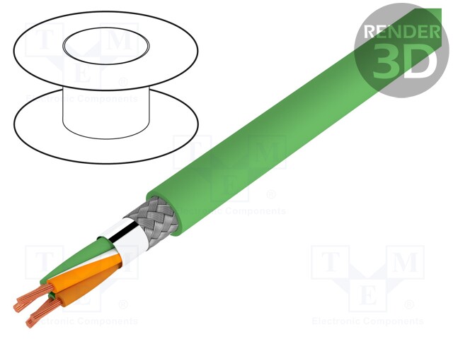 Wire: data transmission; ETHERLINE® Cat.5e; 1x4x26AWG; PUR; green