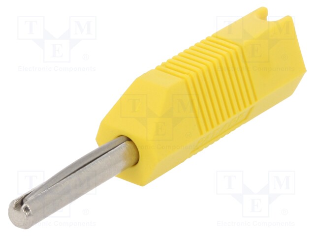 Plug; 4mm banana; 16A; 50VDC; yellow; 2.5mm2; Contacts: brass