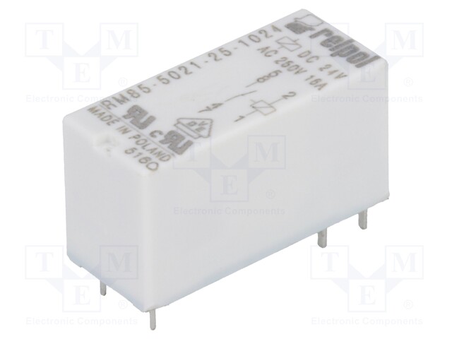 Relay: electromagnetic; SPST-NO; Ucoil: 24VDC; 16A/250VAC; 480mW