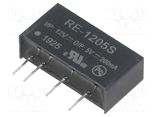 Converter: DC/DC; 1W; Uin: 10.8÷13.2V; Uout: 5VDC; Iout: 200mA; SIP7