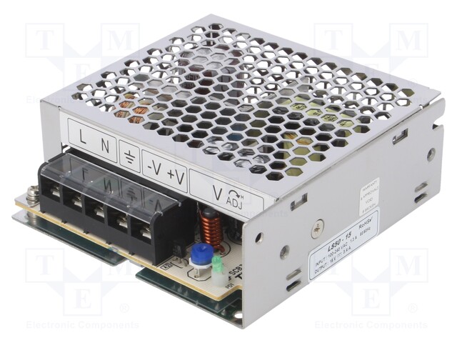 Power supply: industrial; single-channel,universal; 50W; 15VDC