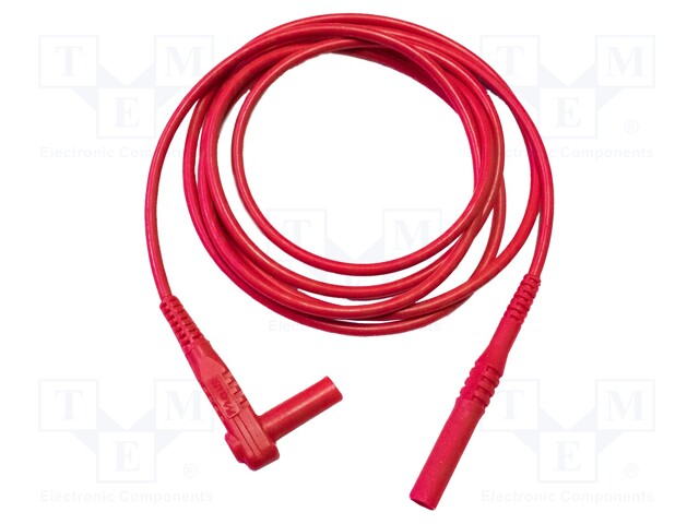 Test lead; 20A; banana plug 4mm,angular banana plug 4mm; red