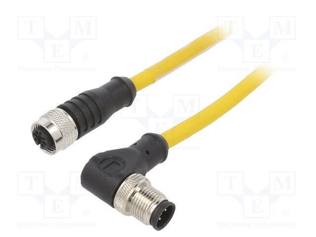 Connection lead; M12; PIN: 5; plug; 250VAC; 4A; PVC; IP68; 250VDC