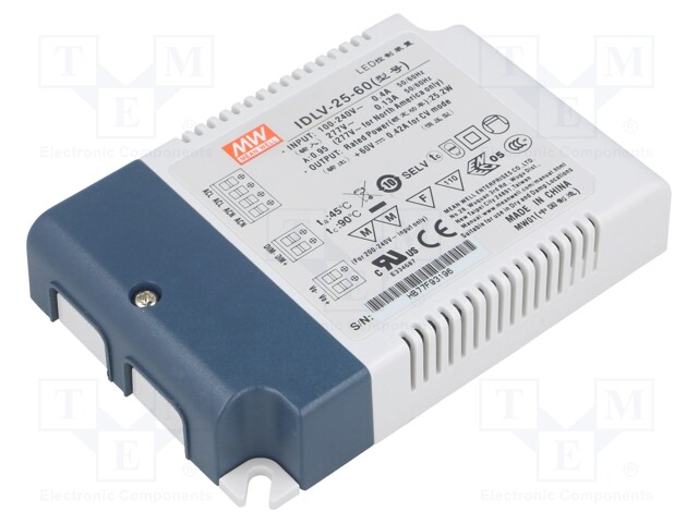 Power supply: switched-mode; LED; 25.2W; 60VDC; 0.42A; 90÷295VAC