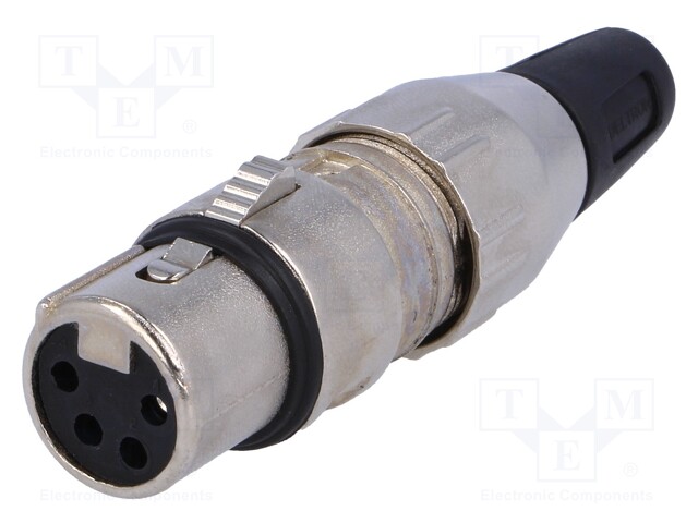 Plug; XLR; female; PIN: 4; straight; for cable; soldering; 50V; 10A