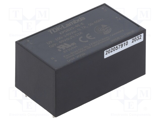 Converter: AC/DC; 25W; 90÷264VAC; Uout: 48VDC; Iout: 520mA; 87%