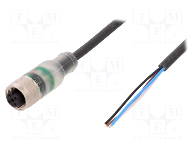 Connection lead; M12; PIN: 4; straight; 5m; plug; 4A; -25÷80°C; 24VDC