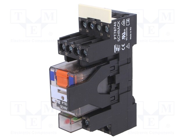 Relay: interface; 4PDT; Ucoil: 12VDC; 6A; 6A/250VAC; 6A/30VDC; 192Ω