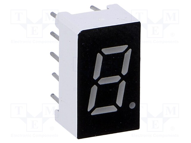 Display: LED; 7-segment; 7.62mm; 0.3"; No.char: 1; red; 10mcd; anode