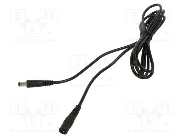 Cable; DC 5,5/2,1 plug,DC 5,5/2,1 socket; straight; 0.5mm2; 5m