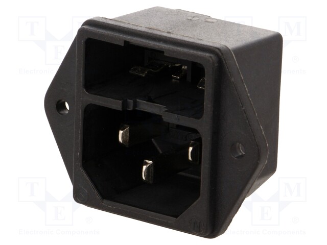 Connector: AC supply; socket; male; 10A; 250VAC; IEC 60320; C14 (E)