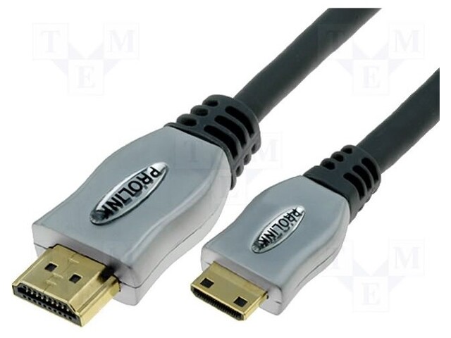 Cable; HDMI 1.3; HDMI mini plug,HDMI plug; 3m; black