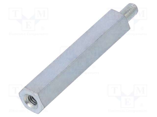 Screwed spacer sleeve; Int.thread: M3; 30mm; Ext.thread: M3; steel