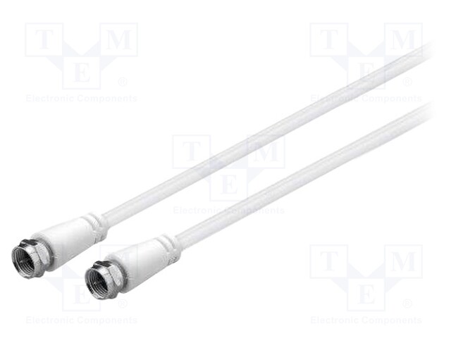 Cable; 75Ω; 3m; coaxial 9.5mm plug,both sides; white