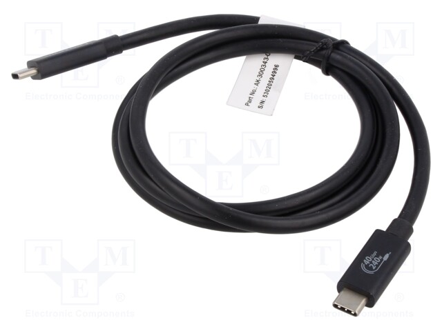 Cable; Power Delivery (PD),USB 3.1; USB C plug,both sides; 1m