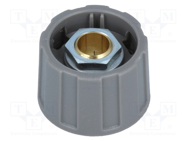 Knob; without pointer; ABS; Shaft d: 6.35mm; Ø23x15.5mm; grey