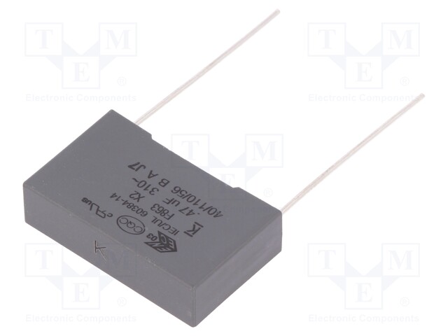 Capacitor: polypropylene; X2; 0.47uF; 22.5mm; ±10%; 26.5x16x7mm