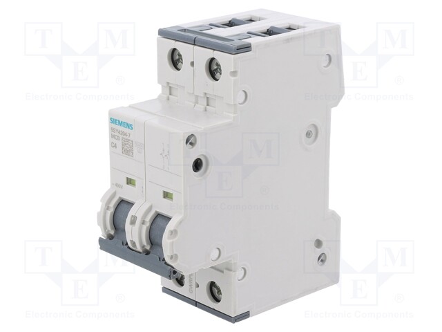 Circuit breaker; 230/400VAC; Inom: 4A; Poles: 2; DIN; Charact: C