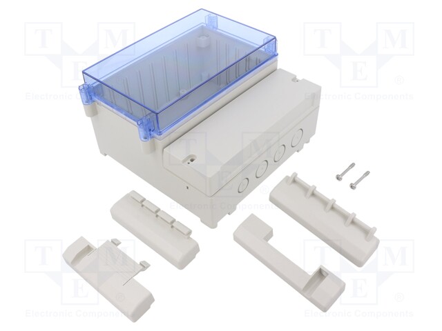 Enclosure: wall mounting; X: 166mm; Y: 161mm; Z: 93mm; ABS; grey; IP65