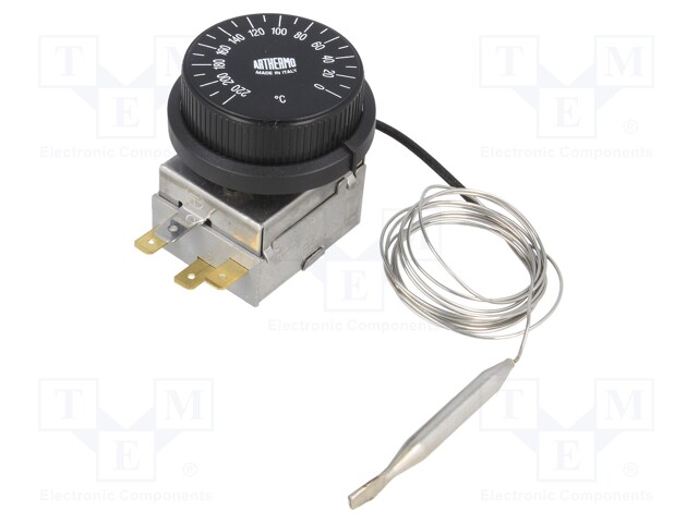 Sensor: thermostat with capillary; Output conf: SPDT; 10A; 400VAC