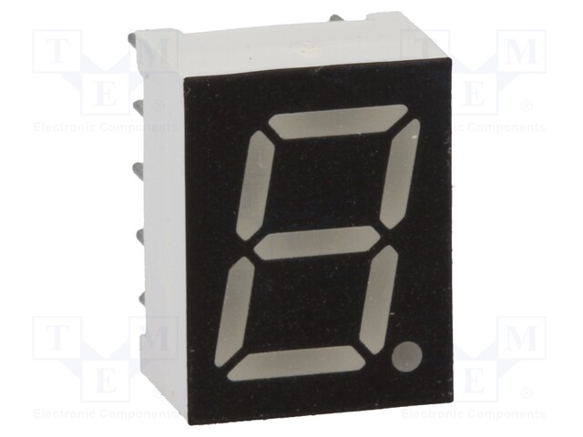 Display: LED; 7-segment; 9.9mm; 0.39"; No.char: 1; red; 10mcd; anode