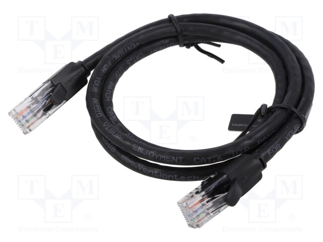 Patch cord; U/UTP; 6; stranded; CCA; PVC; black; 1m; 26AWG