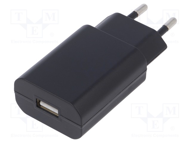 Power supply: switched-mode; 5VDC; 1A; Out: USB; 5W; Plug: EU; 0÷40°C