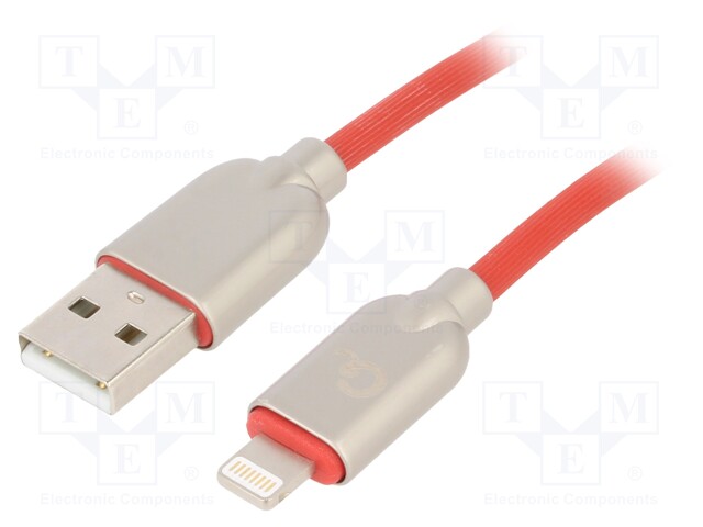 Cable; USB 2.0; Apple Lightning plug,USB A plug; 2m; red; 480Mbps