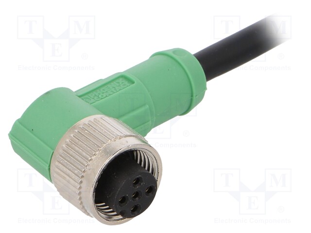 Connection lead; M12; PIN: 5; angled; 1.5m; plug; 60VAC; 4A; -25÷90°C