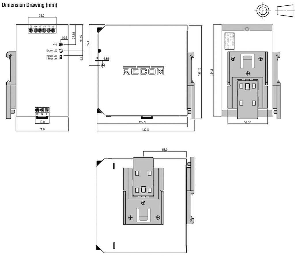 Power supply: switched-mode; 480W; 48VDC; 48÷56VDC; 10A; 85÷264VAC