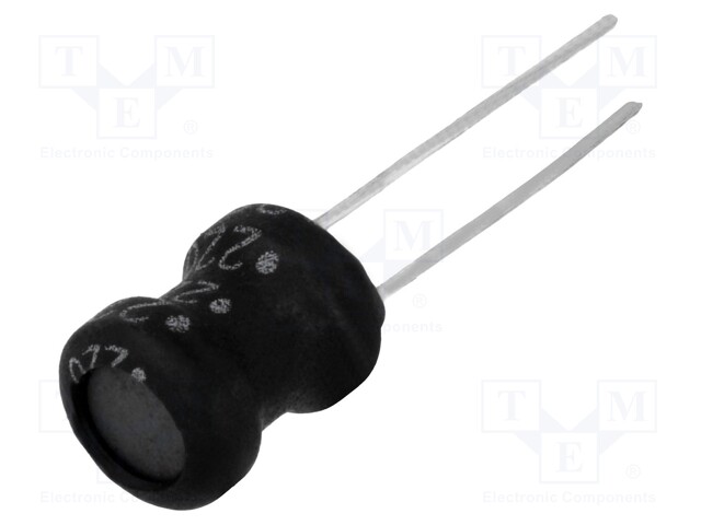 Inductor: wire; THT; 22uH; 1.9A; 0.09Ω; ±10%; Ø8.7x12mm; vertical