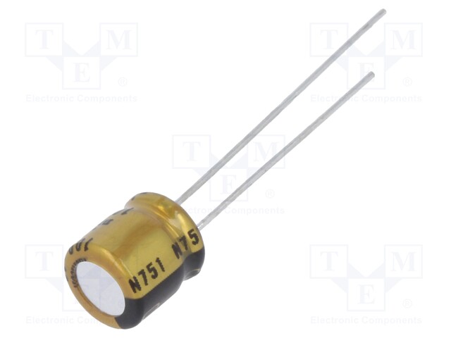 Capacitor: electrolytic; THT; 100uF; 16VDC; Ø6.3x7mm; Pitch: 2.5mm