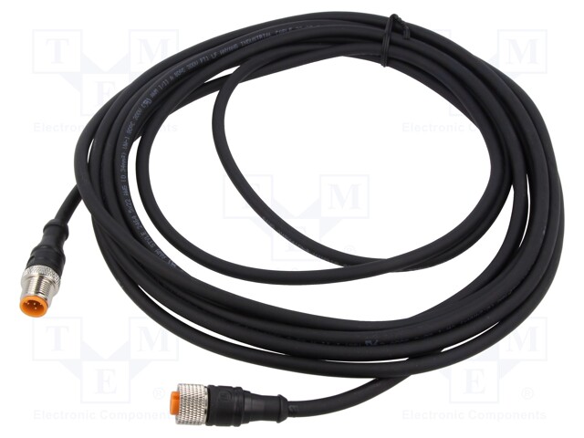 Connection lead; M12; PIN: 5; 5m; plug; 60VAC; 4A; -25÷80°C; IP67